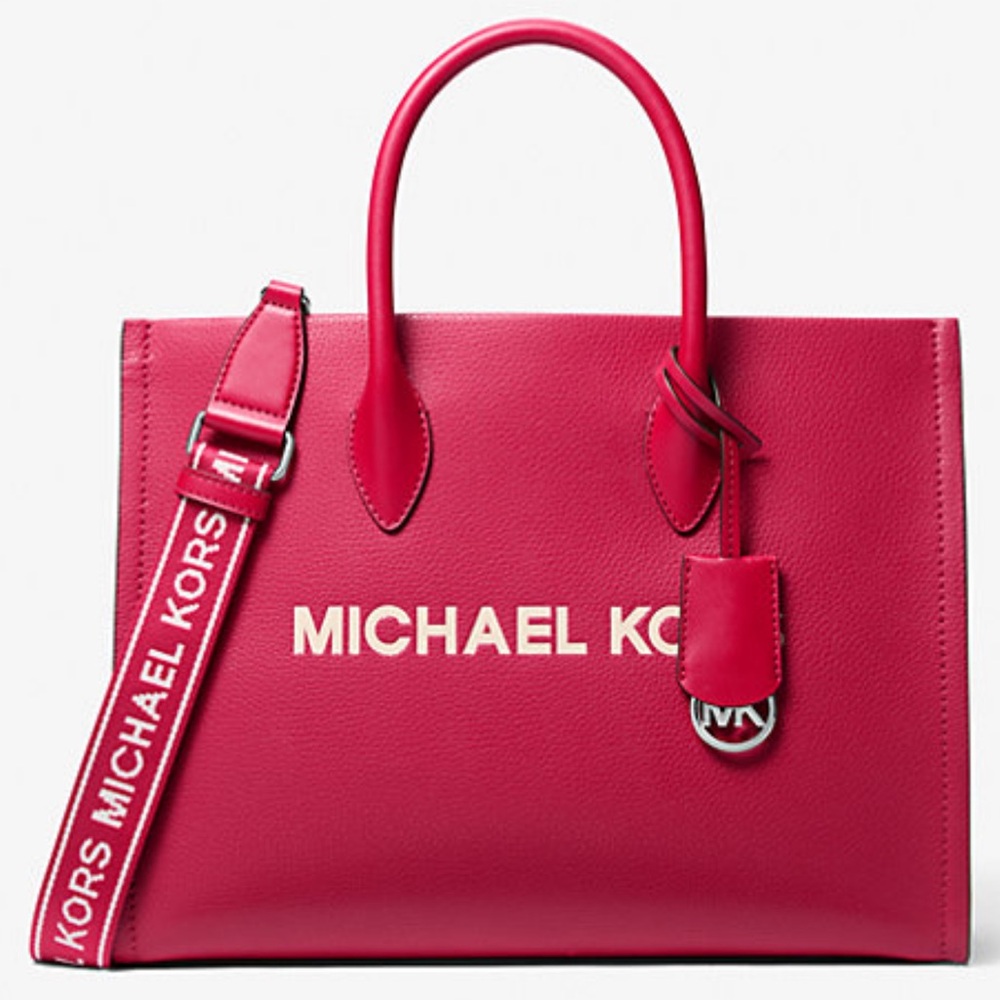 Michael Kors Mirella Medium Pebbled Leather Tote in Dark Raspberry PRICE FIRM